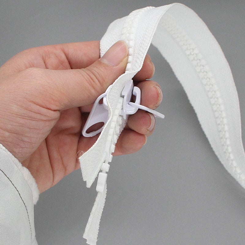 Leekayer 1PCS #10 84 Inch Heavy Duty Zippers for Sewing Separating Large Plastic Zippers White Tape with Double Pull Tab Slider, Sleeping Bag, Boat, Canvas, Cover, Trampoline, Dog Bed,Tent 213cm - Image 1